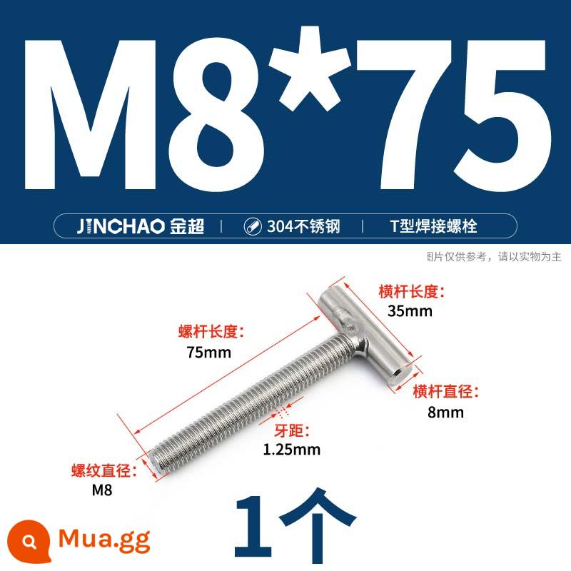 Vít hàn chữ T inox 304 Vít hàn chữ T Bu lông chữ T M4M5M6M8M10M12 - M8*75(1 cái)