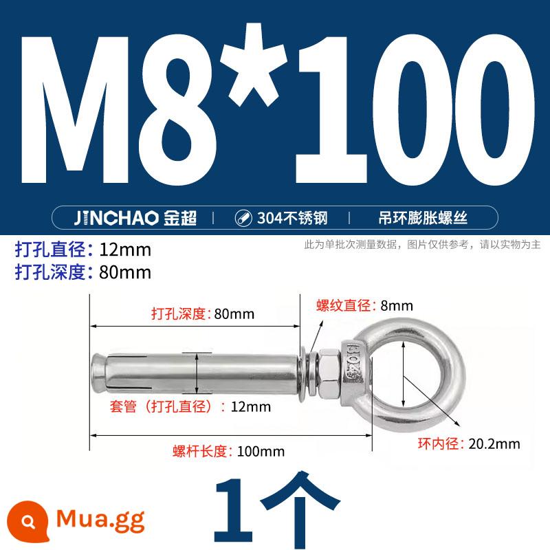 Jinchao 304 vòng thép không gỉ vít mở rộng móc máy nước nóng vít mở rộng M6-M16mm - Vòng treo tròn M8*100 (1 cái)