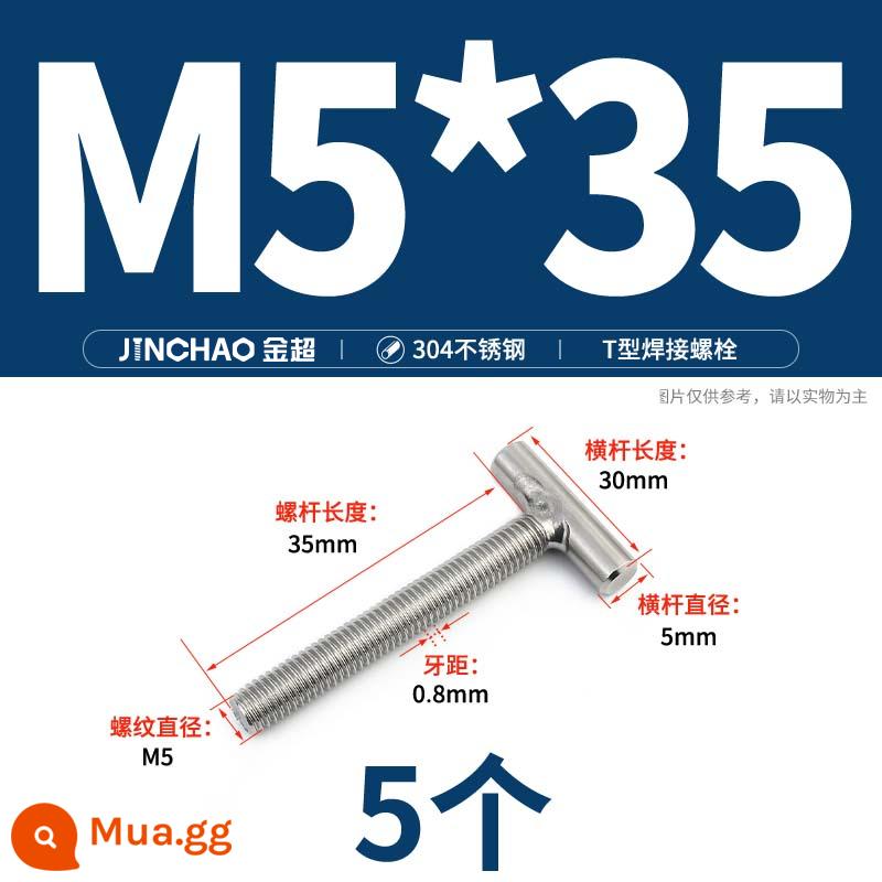 Vít hàn chữ T inox 304 Vít hàn chữ T Bu lông chữ T M4M5M6M8M10M12 - M5*35(5 cái)