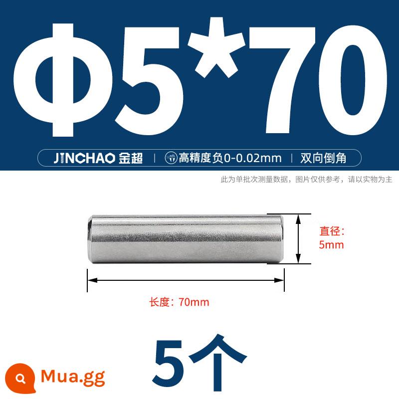 Chốt định vị hình trụ chốt inox 304 chốt cố định chốt đặc M2M2.5M3M4M5M6M8M10mm - Φ5*70(5 cái)