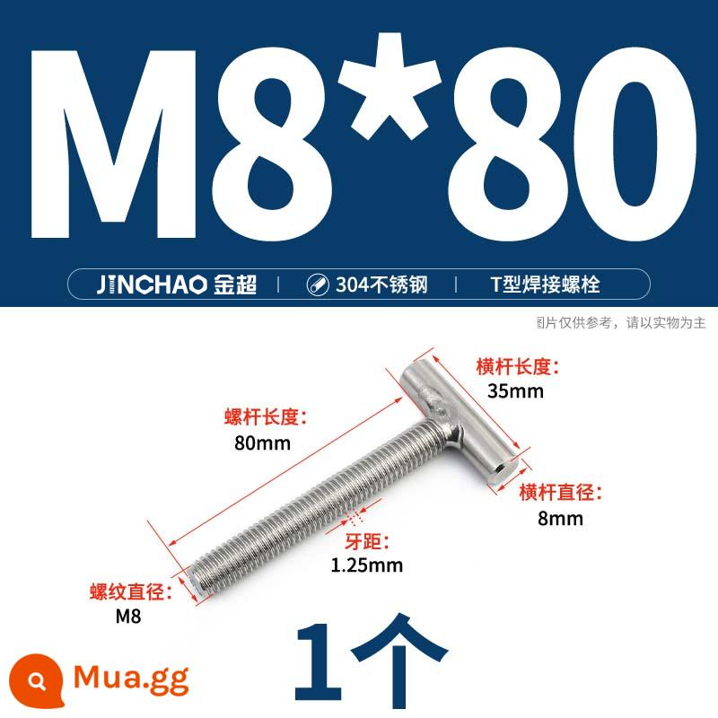 Vít hàn chữ T inox 304 Vít hàn chữ T Bu lông chữ T M4M5M6M8M10M12 - M8*80 (1 cái)