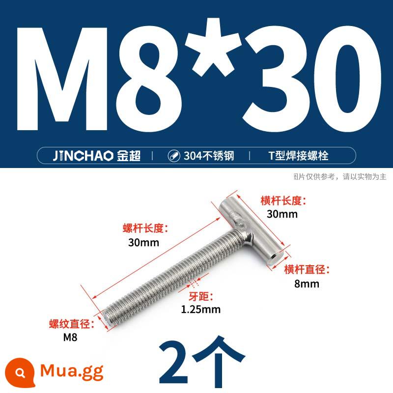 Vít hàn chữ T inox 304 Vít hàn chữ T Bu lông chữ T M4M5M6M8M10M12 - M8*30 (2 cái)