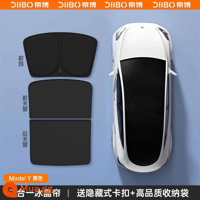 Thích hợp cho Tesla tấm che nắng ModelY/3 cửa sổ trời tấm che nắng trên rèm kem chống nắng khối Ya sửa đổi phụ kiện ô tô điều tốt - SF Express Giao hàng trong ngày★Đen [Mẫu Y Cửa sổ trời + Khối phía trước] Rèm làm mát bằng pha lê băng 2 trong 1