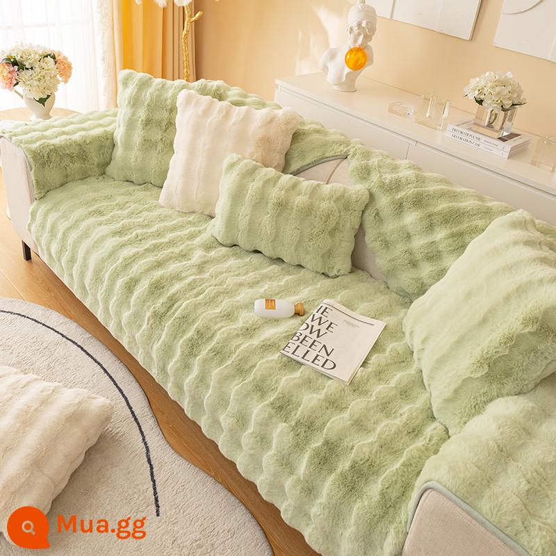 Nam Việt quất nhà mèo cảm giác ins mùa thu đông kem sofa đệm chống trơn trượt bọc ghế sofa dày sang trọng bọc ghế sofa - Xin-Qingti Mũ Sữa (Thỏ Nhung)