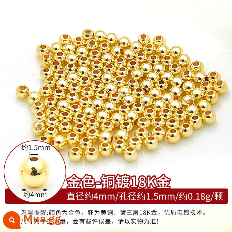 Đồng mạ vàng 18k hạt rời hạt DIY phụ kiện còng tay xâu chuỗi hạt đồng vàng 14K hạt vàng nhỏ miếng đệm chất liệu - Hạt đồng-vàng 18K-4mm-khoảng 98-100 hạt