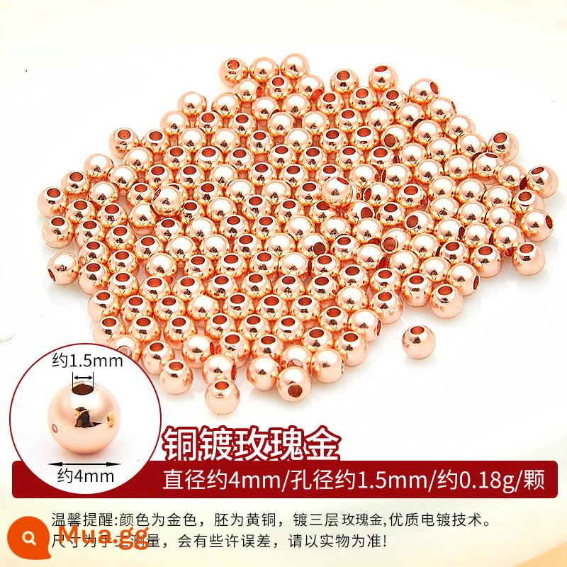 Đồng mạ vàng 18k hạt rời hạt DIY phụ kiện còng tay xâu chuỗi hạt đồng vàng 14K hạt vàng nhỏ miếng đệm chất liệu - Hạt đồng-vàng hồng-4mm-khoảng 98-100 miếng