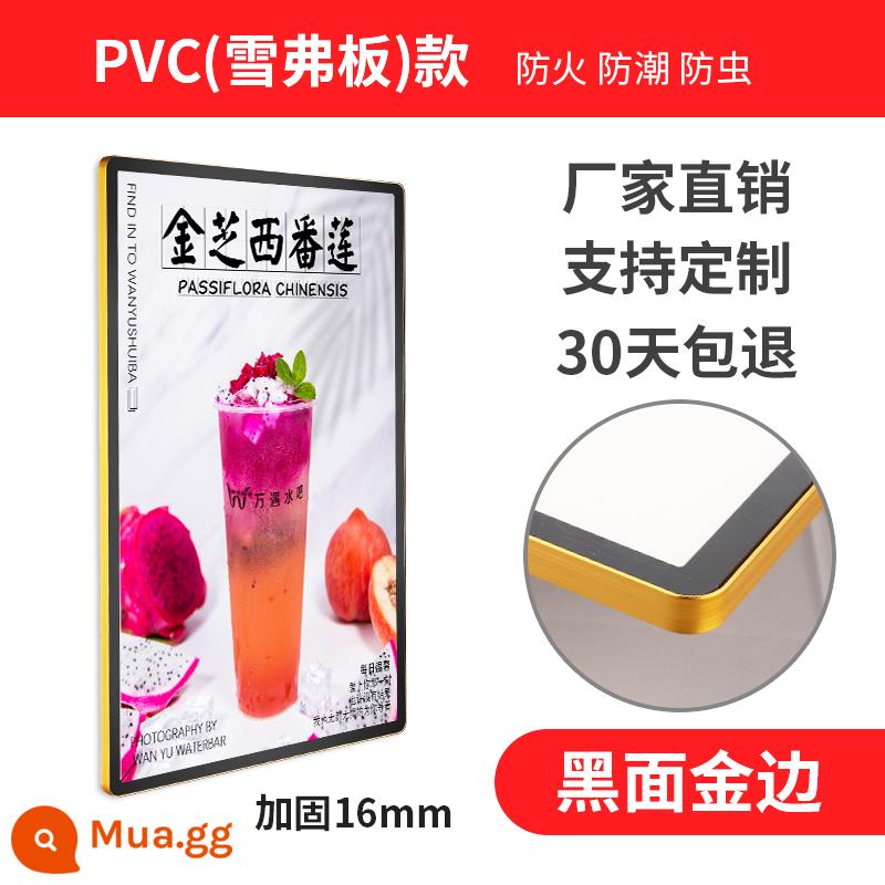 Khung quảng cáo thang máy khung tranh hợp kim nhôm đóng khung khung ảnh a3a4 treo tường khung trưng bày từ tính tròn hút từ tính khung poster - Bề mặt đen viền vàng (model 1.5cmpvc)