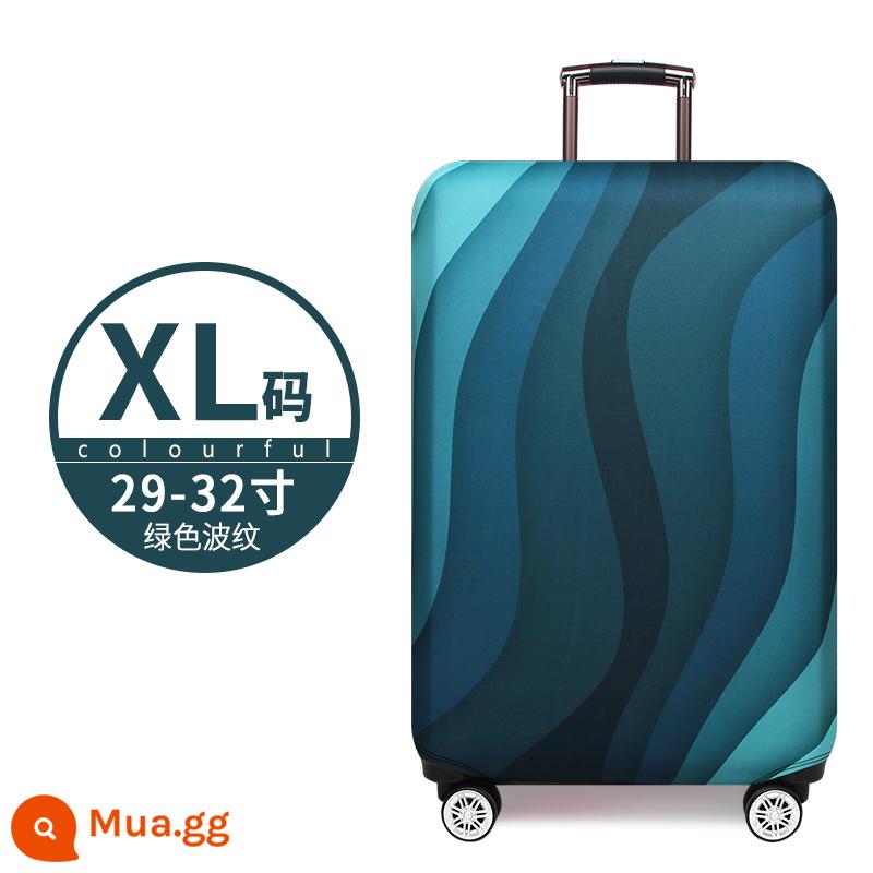 Dày Chịu Mài Mòn Vali Bảo Vệ Xe Đẩy Du Lịch Vali Da Phối Bụi 20/24/26/28/29 Inch - Kích thước XL dạng sóng màu xanh lá cây [nắp hộp]