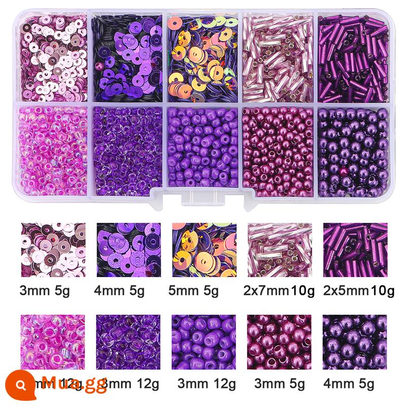 Gạo hạt sequins ngọc trai giả chất liệu túi beading handmade tự làm chất liệu làm vòng cổ tay bông tai đính cườm rời hạt - 1 hộp màu tím đậm