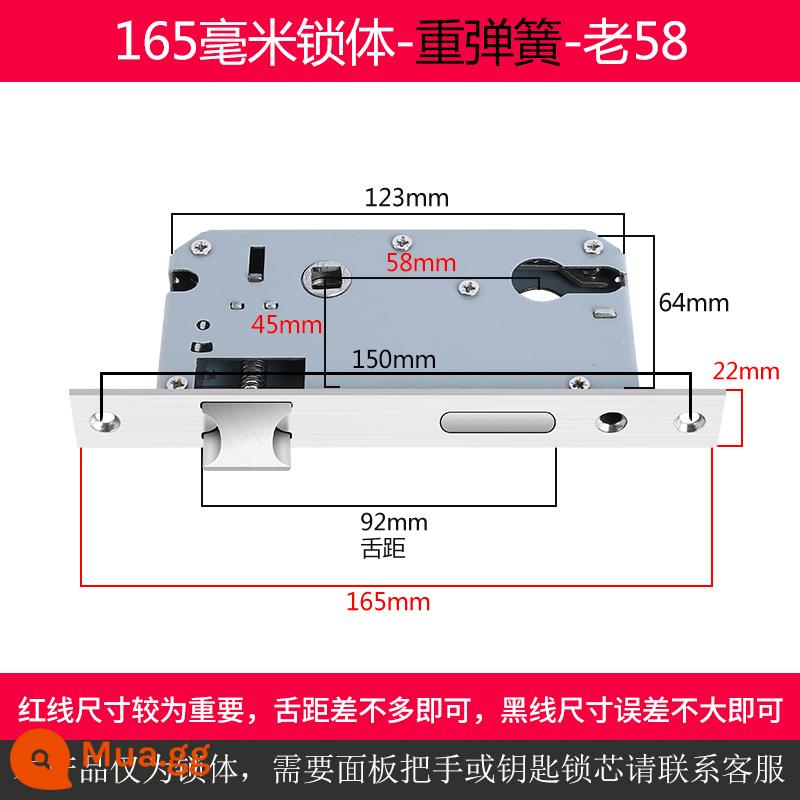 Trong nhà cửa gỗ thân khóa đa năng nhỏ 50 lớn 50 58 im lặng khóa thép không gỉ lưỡi nhà phòng ngủ lõi khóa phụ kiện - Lò xo nặng bằng thép không gỉ 58 lớn dài 165mm