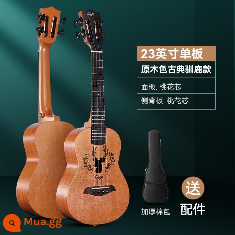 cega ukulele người mới bắt đầu 23 inch đàn ông và phụ nữ nhập cảnh chính thức hàng đầu cửa hàng ukulele đàn guitar nhỏ của trẻ em - Tuần lộc cổ điển màu gỗ nguyên khối 23 inch + phụ kiện + túi biểu diễn