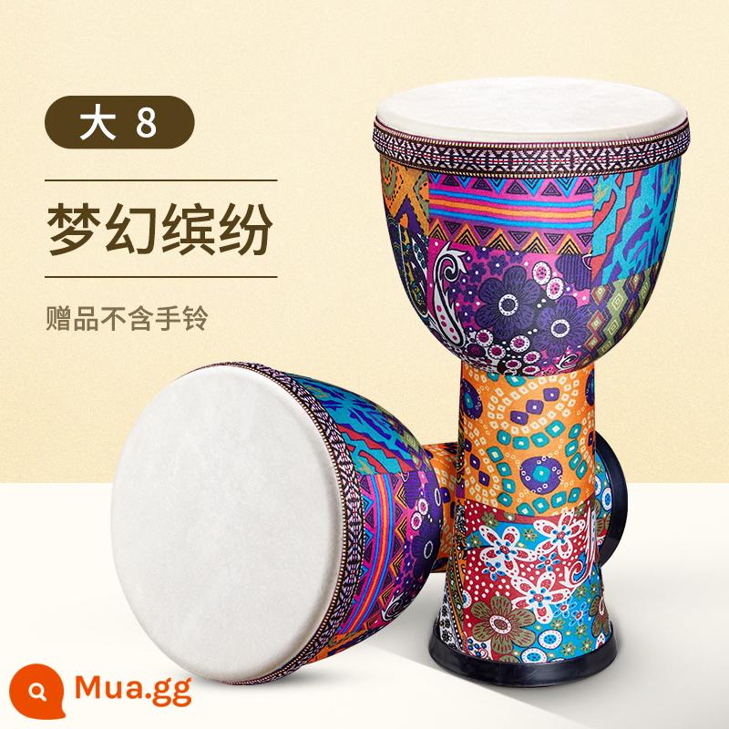 Thung lũng phía trước trống Châu Phi 8 inch dành cho trẻ em nữ mẫu giáo tambourine dành cho người mới bắt đầu nhạc cụ di động nhẹ tiêu chuẩn 8,5/10 inch - [Kỳ ảo và đầy màu sắc] Quà tặng lớn 8+