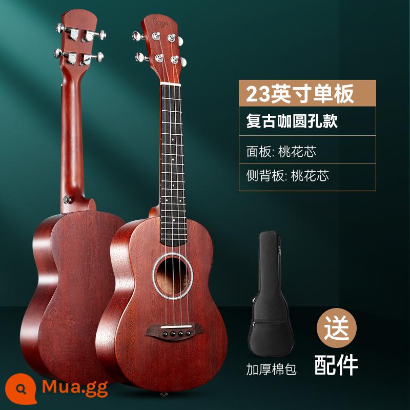 cega ukulele người mới bắt đầu 23 inch đàn ông và phụ nữ nhập cảnh chính thức hàng đầu cửa hàng ukulele đàn guitar nhỏ của trẻ em - Lỗ tròn cà phê cổ điển 23 inch + phụ kiện + túi biểu diễn