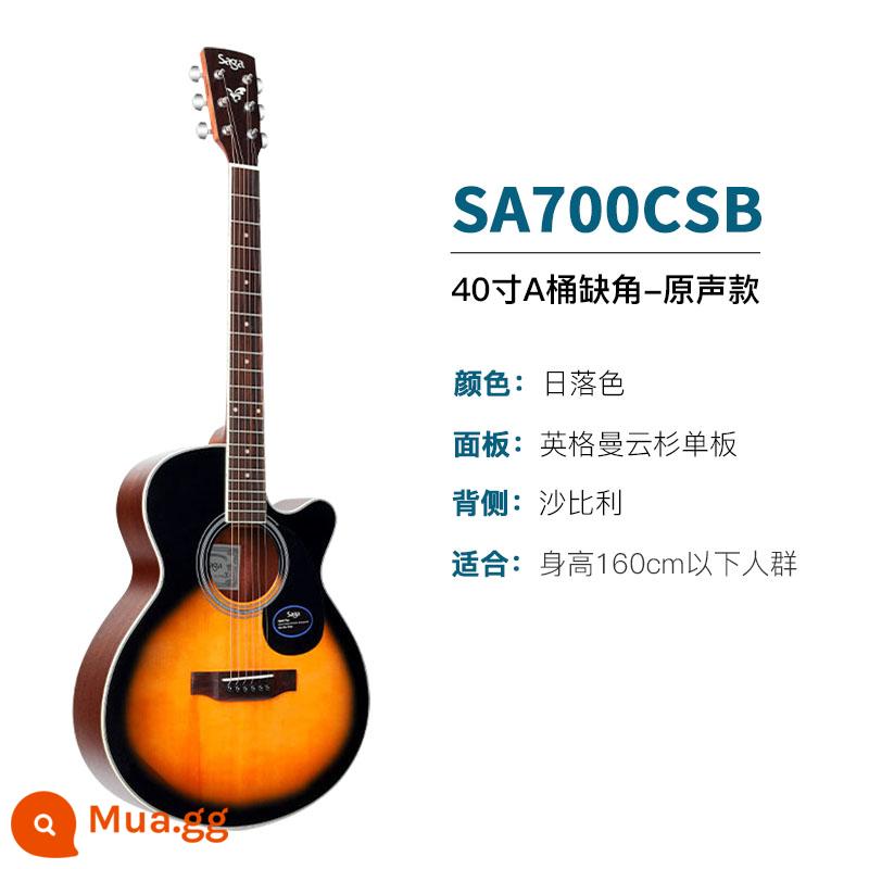 Giới thiệu đàn guitar Saga sf700 cho người mới bắt đầu chơi đàn guitar acoustic dân gian Saga 41 inch chính hãng được khuyên dùng cho bé trai và bé gái - SA700CSB | 40 inch | Thùng | Góc cắt