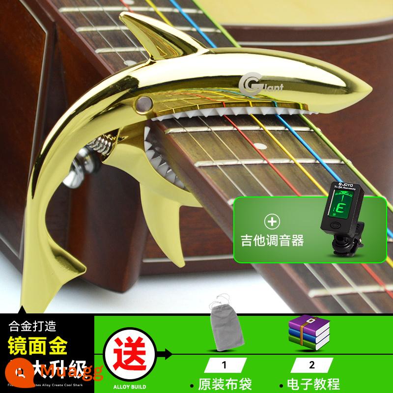 Đàn guitar dân gian chuyển vị clip đàn guitar điện gỗ phụ kiện biến âm thanh clip cá mập phổ kim loại cá tính sáng tạo bắt sóng - [Phong cách cực lớn] Vàng gương + Túi vải + Bộ chỉnh