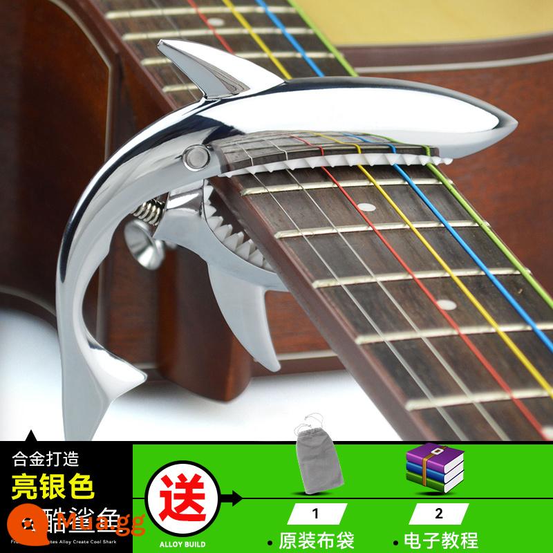 Đàn guitar dân gian chuyển vị clip đàn guitar điện gỗ phụ kiện biến âm thanh clip cá mập phổ kim loại cá tính sáng tạo bắt sóng - Túi vải + bạc sáng