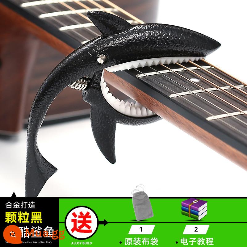 Đàn guitar dân gian chuyển vị clip đàn guitar điện gỗ phụ kiện biến âm thanh clip cá mập phổ kim loại cá tính sáng tạo bắt sóng - Túi vải + họa tiết cá sấu đen