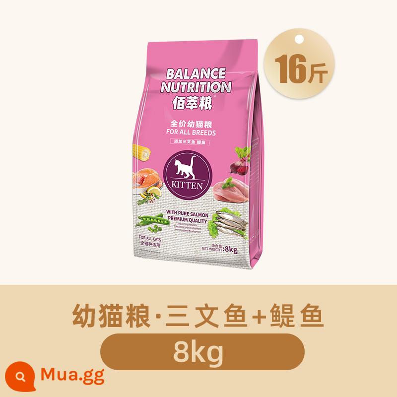 Thức ăn cho mèo McFudi 10kg vào mèo quảng bá cho bóng nuôi dưỡng Bai Cat Cat Food Cat Ying ngắn 8 pound 20 pound túi lớn - [Baicui Anchovy] Thức ăn cho mèo con cá hồi và cá cơm 8kg