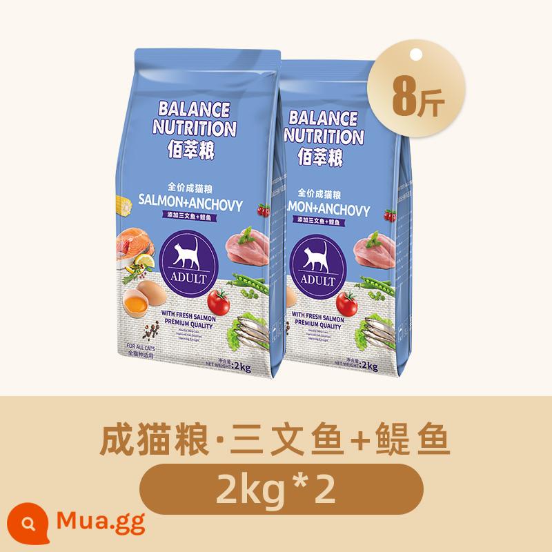 Thức ăn cho mèo McFuddy Thức ăn cho mèo Baicuicheng khuyến mãi dinh dưỡng hairball mèo hoang Anh ngắn Mỹ ngắn chung giá đầy đủ thức ăn chủ yếu cho mèo - Thức ăn cho mèo trưởng thành 4kg cá hồi + cá cơm (gửi 2kg*2 gói)