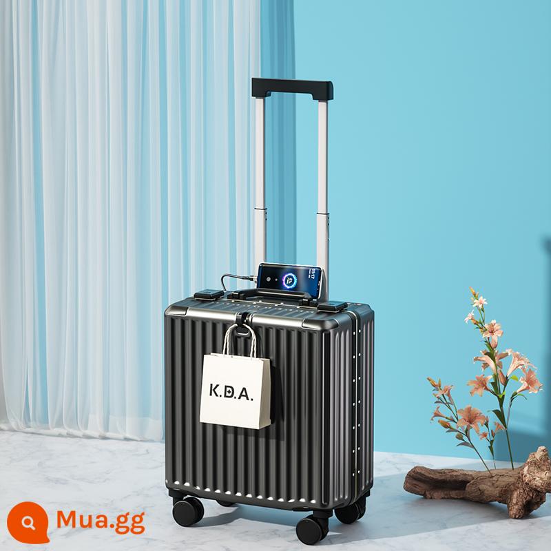 Hành Lý Nữ Nhỏ Ins 18 Inch Lưới Đèn Đỏ Mật Khẩu Xe Đẩy Trường Hợp 20 Sinh Viên Nội Trú Vali Da Nam - Đêm đen/Khung nhôm thời trang