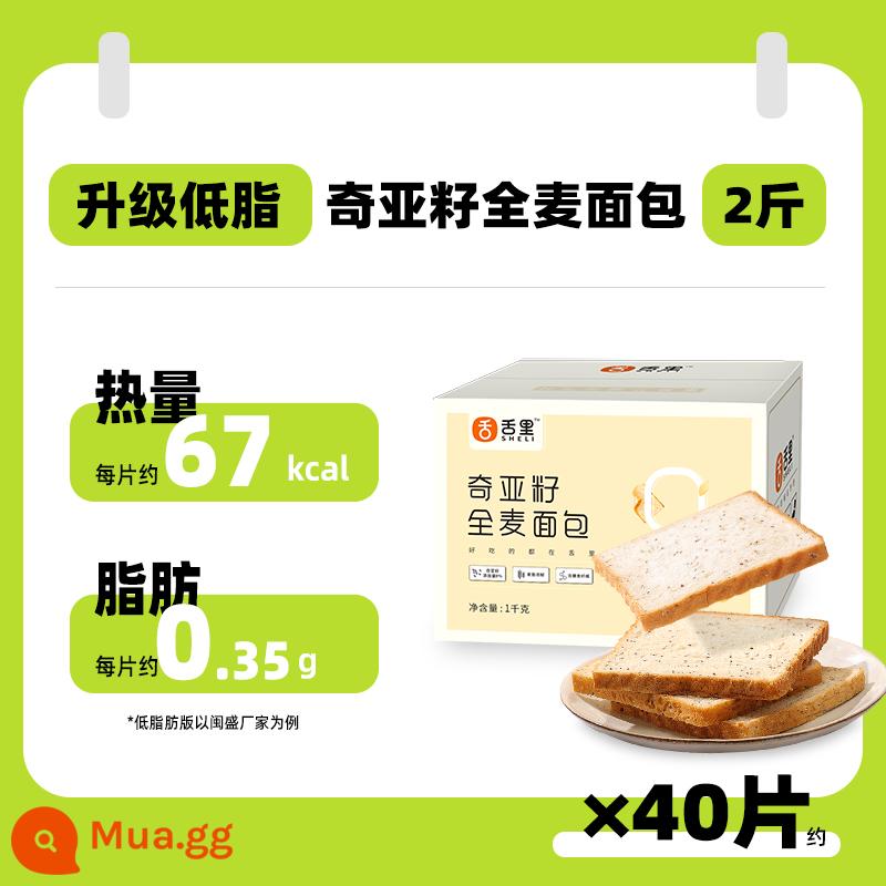 Trong tặc lưỡi Whole Wheat Bread, QIA Hạt 0 Sugar -Free Tinh chế Hộp thô, Bữa sáng, Bữa ăn thấp, Bánh mì nướng đầy đủ thực phẩm - [Nâng cấp ít béo] Bánh mì nguyên hạt hạt Chia 2 pound 40 lát