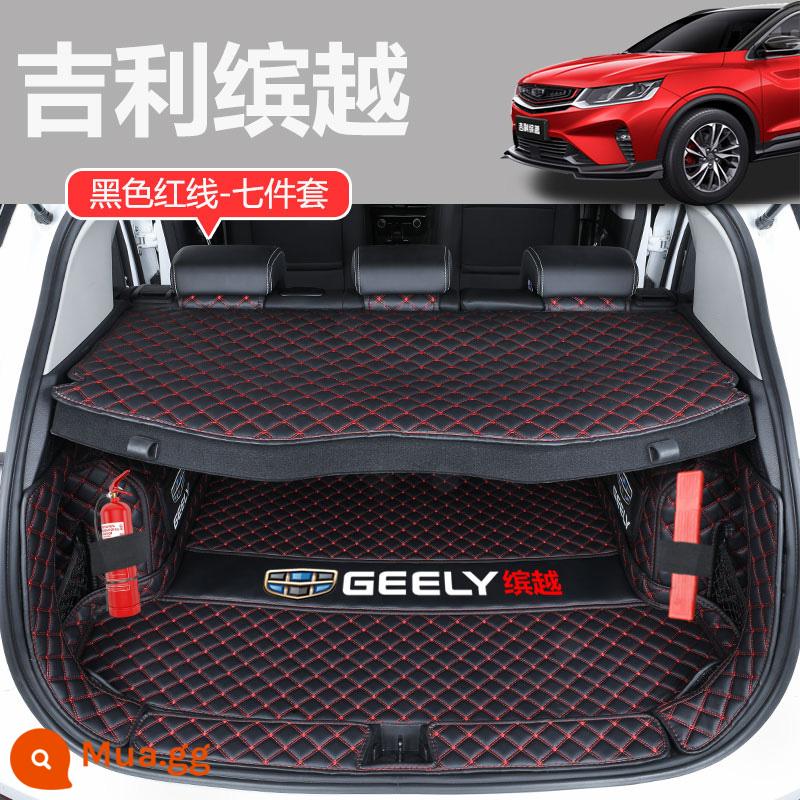 Thích hợp cho 21 mẫu Thảm cốp xe Geely Binyue được bao quanh hoàn toàn Thảm ngăn sau ô tô đặc biệt Binyue PRO năng lượng mới - Bao quanh toàn bộ + thảm sàn trên ◇ [Đường màu đen và đỏ] Binyue