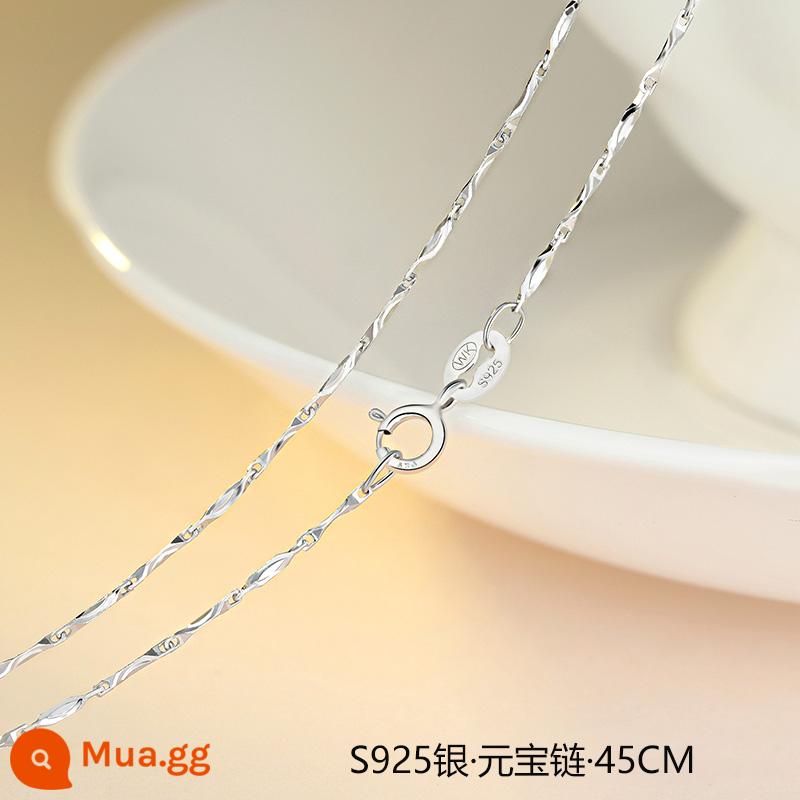 Vòng cổ bạc 999 nữ không có mặt dây chuyền xương quai xanh dây chuyền thay thế dây chuyền dây chuyền bạc 925 đa năng trần dây chuyền mỹ phụ kiện - Dây chuyền 925 Yuanbao 45cm