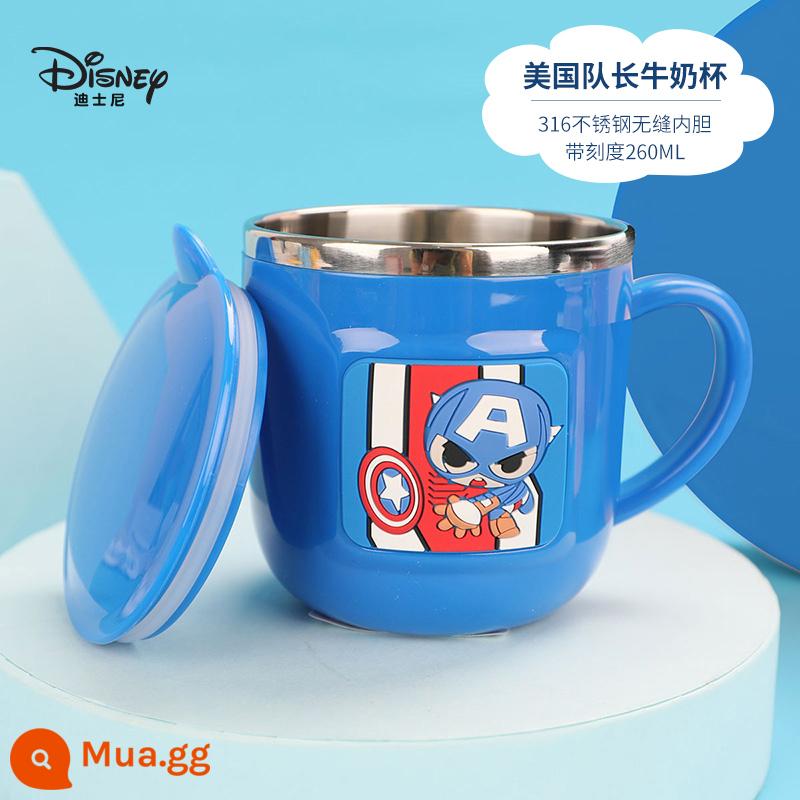 Disney Trẻ Em Cốc Nước Nhà Chống Rơi Mẫu Giáo Quy Mô Sữa Cho Bé Uống Nước Bằng Thép Không Gỉ Cốc Tập Uống Trực Tiếp - 3D Captain America [Thép không gỉ 316]