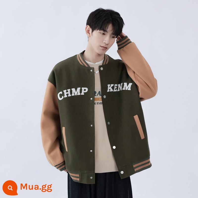 Semir's Áo Khoác Cotton Nam Mùa Xuân Và Mùa Thu Nam Triều Thương Hiệu Áo Khoác Bóng Chày Mỹ Đồng Phục Nam Thanh Niên Mùa Xuân - quân đội xanh