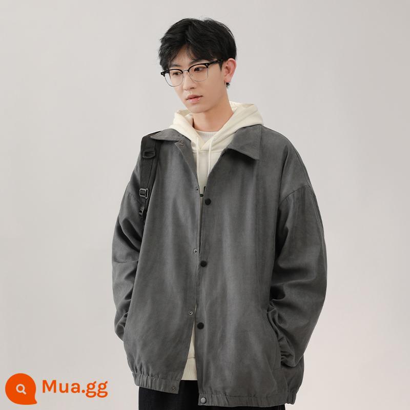 Áo khoác cotton mùa thu của Tập đoàn Semir Áo khoác bomber mùa xuân và mùa thu Đồng phục bóng chày phong cách retro của Mỹ dành cho bé trai - xám