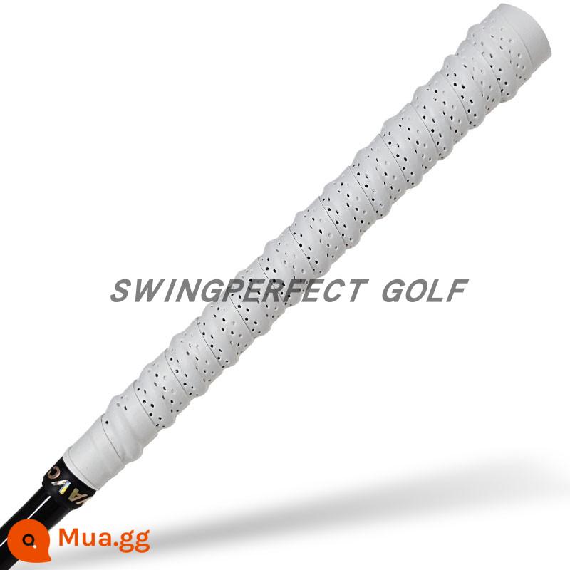 Hai màu keel tay cầm câu lạc bộ golf keo đấm dây đeo chống trượt thấm hút mồ hôi da thoáng khí chống mài mòn nhiều màu - Trắng