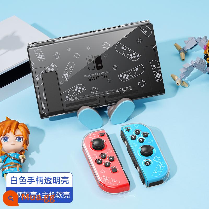 Túi lưu trữ Nintendo Switch Vỏ bảo vệ switcholed vỏ ns có thể được lắp đế sạc phụ kiện túi cứng Bộ điều khiển trò chơi switchlite hộp cassette xách tay tay cầm máy chủ dung lượng lớn - [Giá đặc biệt] Vỏ bảo vệ trong suốt NS - Tay cầm màu trắng [Hộp mềm đựng máy chủ + Vỏ mềm có tay cầm/Đế cắm]