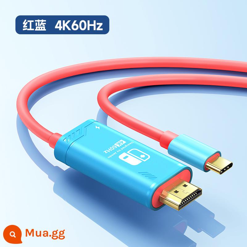 Jindu Jemdo Cáp chiếu màn hình Nintendo Switch được kết nối trực tiếp với màn hình NS di động đế sạc bảng điều khiển trò chơi OLED Cáp chuyển đổi HDMI được kết nối với TV, máy chiếu, trạm nối mở rộng máy chiếu - [4K60Hz] Phiên bản cao cấp nhất ⭐ Đỏ và xanh 2 mét ⭐ Cáp chiếu HD/sạc nhanh 100WPD ⭐ Tặng mũ vuốt mèo