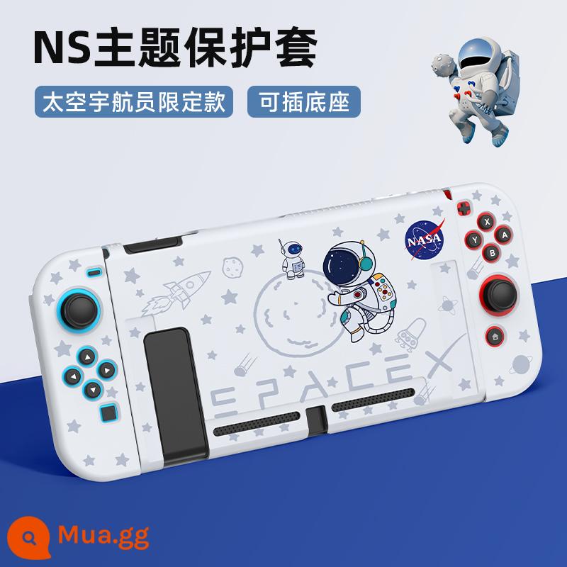 Nintendo Switch Bảo vệ NS NS Shell Switcholed Protective Shell Silicone có thể chèn miếng dán Siwch hai cơ sở tay cầm mềm tay Túi lưu trữ máy chủ mềm - Vỏ mềm chuyển đổi chủ đề [Space Astronaut] đi kèm phim + nắp + chân đế