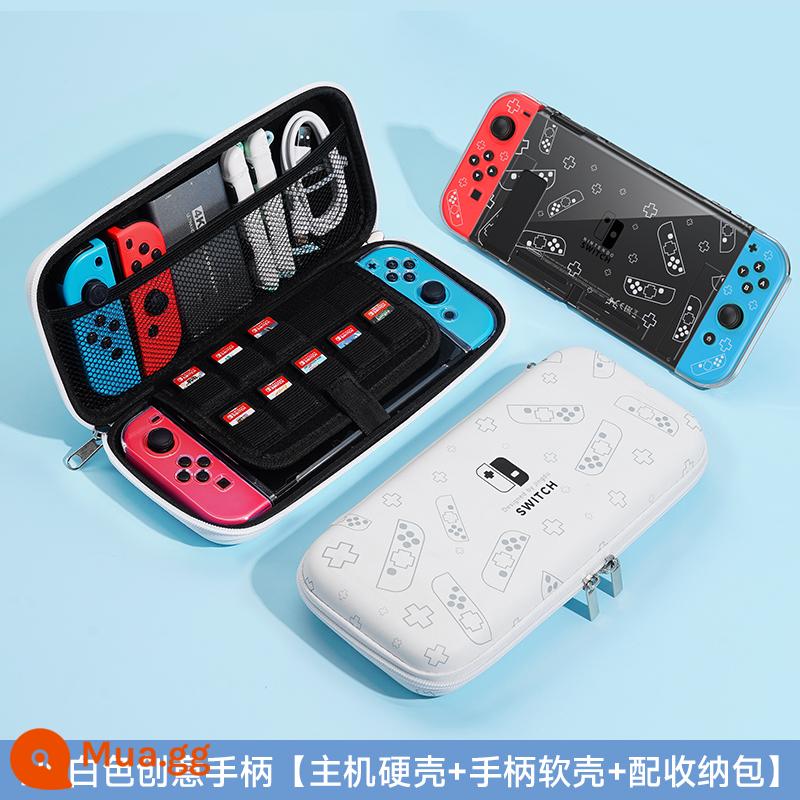 Jindu Nintendo Switcholed Vỏ bảo vệ trong suốt Công tắc tay cầm vỏ bảo vệ NS siêu mỏng mềm hai mảnh vỏ OLED chủ vỏ silicon swich phụ kiện bảng điều khiển trò chơi túi đựng cứng - Bộ công tắc màu trắng [vỏ mềm trong suốt + túi đựng chủ đề] đi kèm màng + nắp