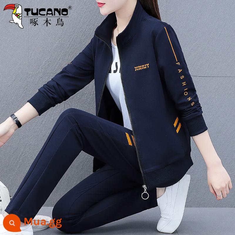 Chim Gõ Kiến Áo Thể Thao Bộ Đồ Nữ Xuân Thu 2023 Mới Thu Mẹ Trung Niên Áo Khoác Cardigan 3 Bộ - 7926 ngọc bích màu xanh