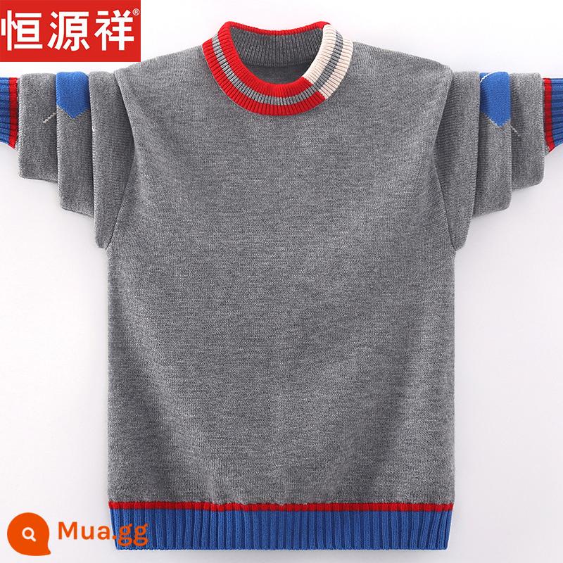 Áo len len trẻ em mới của Hengyuanxiang, áo len bé trai, quần áo trẻ em cỡ lớn, học sinh cashmere, phong cách mùa thu dày đặc, thanh thiếu niên mùa đông - 9030 màu xám