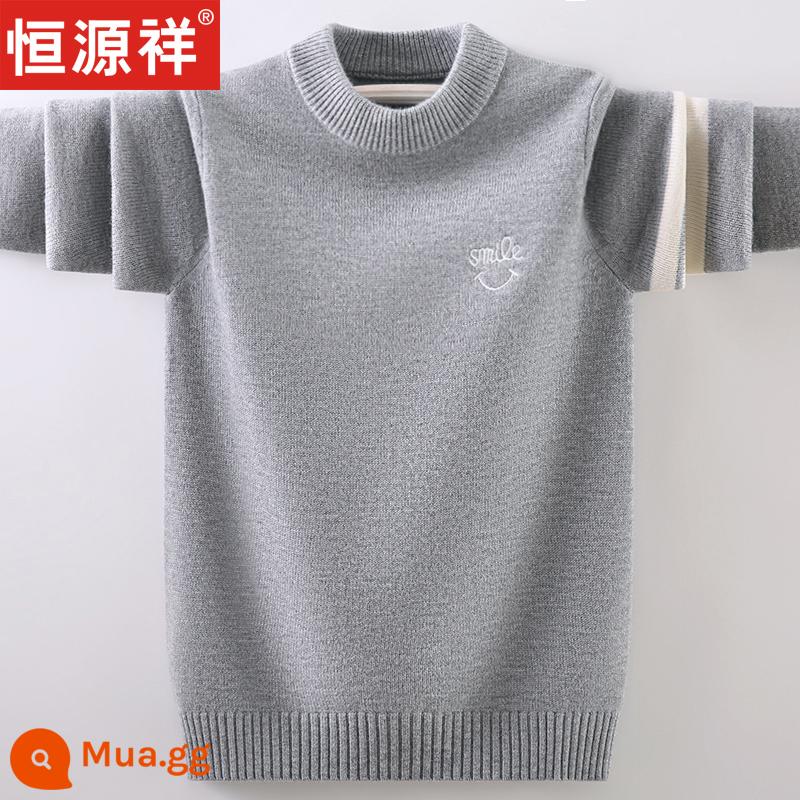 Áo len len trẻ em mới của Hengyuanxiang, áo len bé trai, quần áo trẻ em cỡ lớn, học sinh cashmere, phong cách mùa thu dày đặc, thanh thiếu niên mùa đông - 9058 màu xám