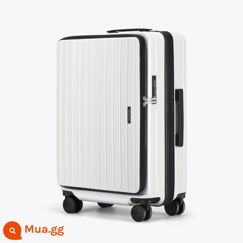 Vali mở bên hông mới của Roaming có thể mở rộng vali kéo vali xe đẩy 20 inch 24 inch vali lên máy bay cho nữ và nam - Trắng