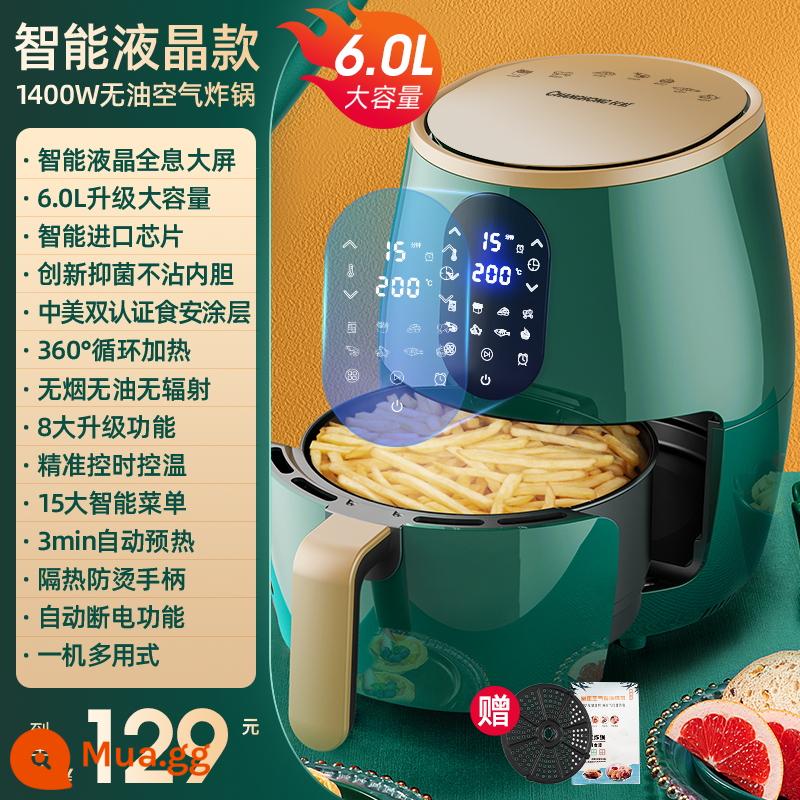 Changhong Nồi Chiên Không Dầu Air Fryer Top 10 Thương Hiệu Gia Dụng 2023 Mới Thông Minh Đa Chức Năng Hoàn Toàn Tự Động Lò Nướng Tích Hợp Động Cơ - [Smart LCD/Green 6.0L] 15 menu thông minh + dung lượng lớn được nâng cấp + bộ nhớ tự động tắt nguồn + điều khiển thời gian và nhiệt độ chính xác