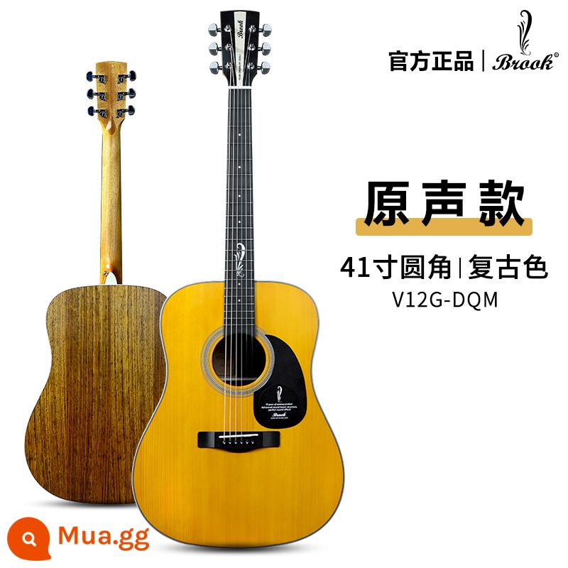 Brook brook guitar V12 ballad người mới bắt đầu chính hãng chính thức hàng đầu cửa hàng hộp điện veneer 36 inch s25 - [V12 Matte] Các góc bo tròn 41 inch màu cổ điển