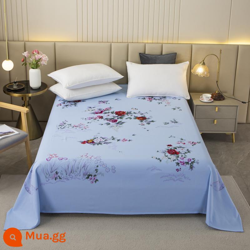 Thượng Hải Cổ Quốc Gia 100 Cotton In Dày Cũ Thô Ga Giường Đơn Chăn Hoài Cổ Vải Cotton - Hoa hồng sa mạc nở xanh