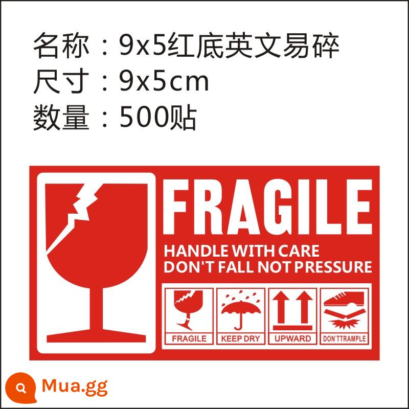 Nhãn dán dễ vỡ thể hiện nhãn cảnh báo dễ vỡ nhãn dán theo yêu cầu không ép cẩn thận - 500 miếng dán tiếng anh dễ vỡ nền đỏ 9x5cm