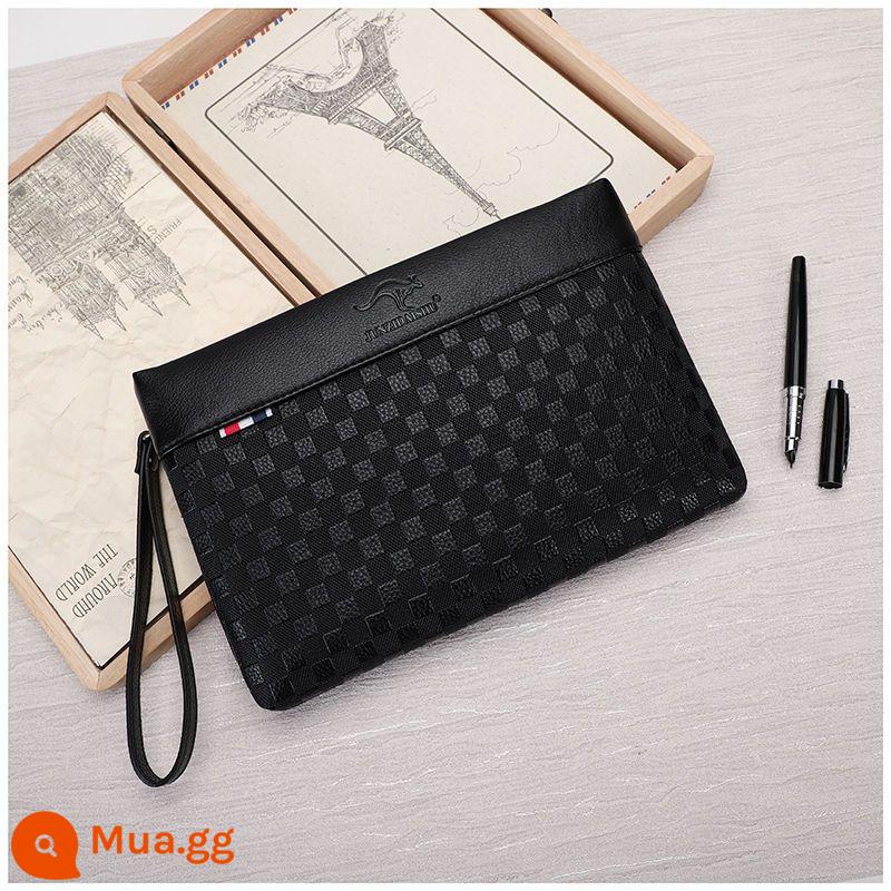 Túi xách nam giản dị họa tiết vải thiều Túi cầm tay nam Túi kẹp thời trang Túi Clutch da nam Túi Clutch dung tích lớn - 1001 màu đen