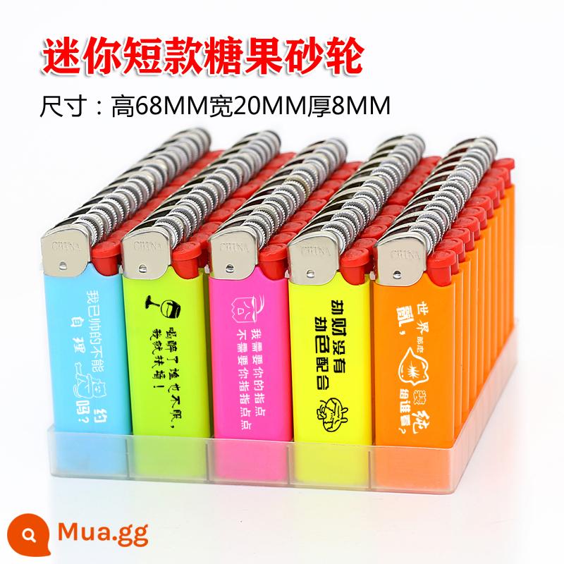 Bật lửa quảng cáo hàng loạt tùy chỉnh thực hiện một lần in mờ chữ chống gió đá mài khách sạn tùy chỉnh logo tùy chỉnh in - Bánh mài kẹo ngắn thời trang-Ngọn lửa mở