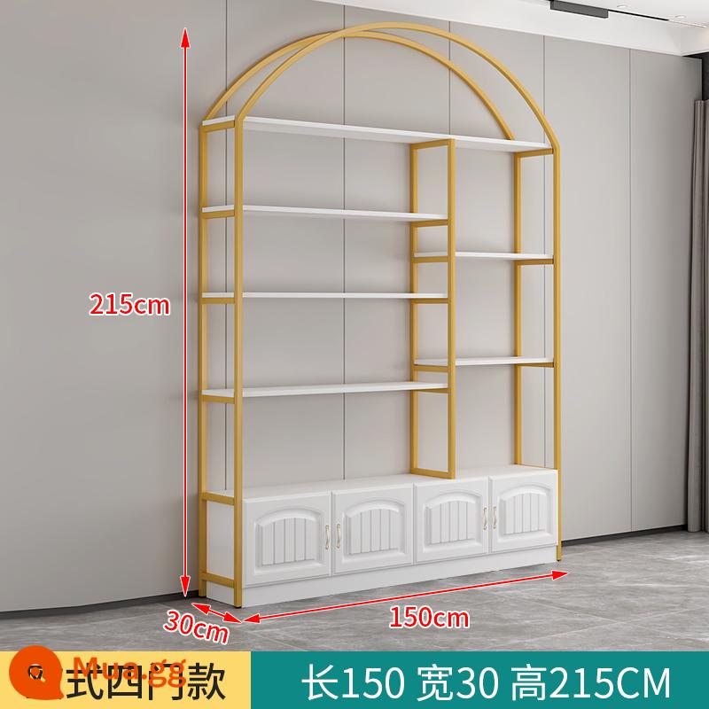 Tủ trưng bày mỹ phẩm thẩm mỹ viện giá trưng bày shop tủ trưng bày sản phẩm phụ shop mẹ bé kệ nhiều tầng - Loại A khung vàng 150*30*215 + bảng trắng [Cửa phong cách Châu Âu]