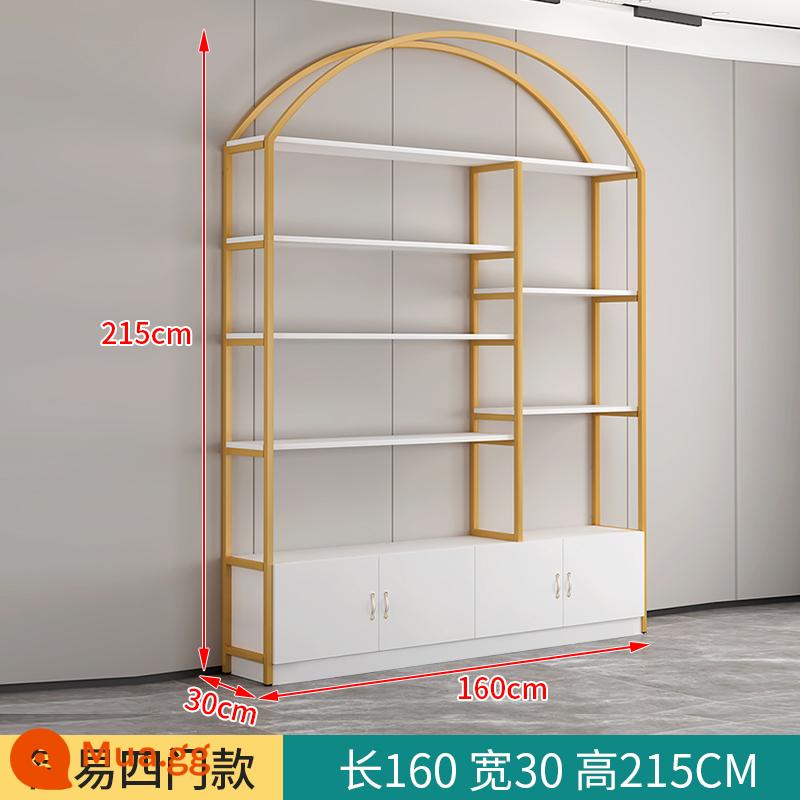 Tủ trưng bày mỹ phẩm thẩm mỹ viện giá trưng bày shop tủ trưng bày sản phẩm phụ shop mẹ bé kệ nhiều tầng - Loại A khung vàng 160*30*215 + bảng trắng [cửa phẳng]