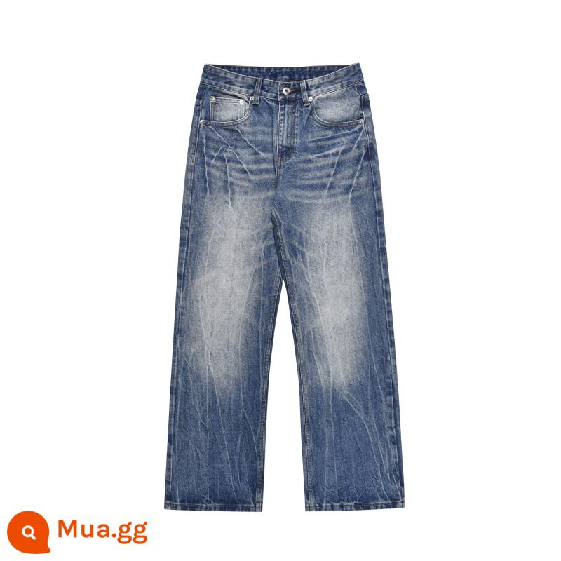 FLYOFF quần jeans ống loe ống thẳng thiết kế mới hợp thời trang kiểu Mỹ dành cho nam - Màu xanh đậm [phiên bản thông thường 1.0]