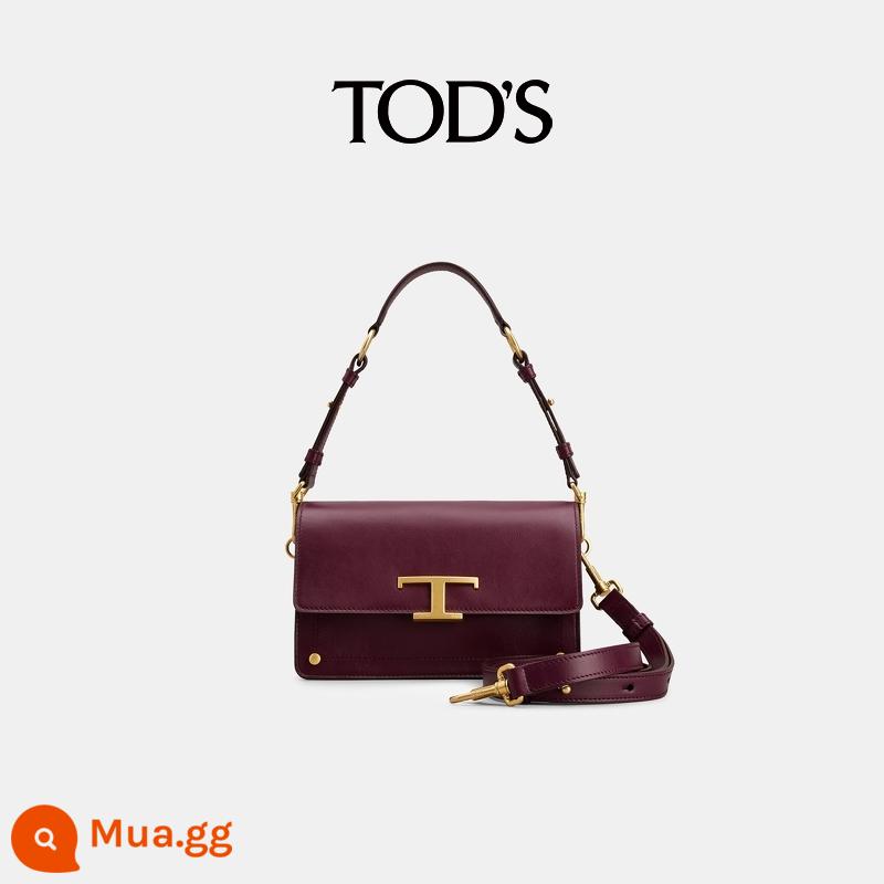 TOD'S Chính Thức Xác Thực Nữ VƯỢT THỜI GIAN Big T Khóa Túi Đeo Vai Da Thường Messenger Di Động Túi Sát Nách - Màu tím