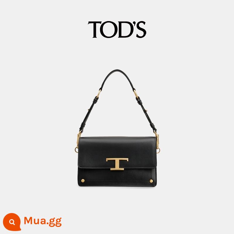 TOD'S Chính Thức Xác Thực Nữ VƯỢT THỜI GIAN Big T Khóa Túi Đeo Vai Da Thường Messenger Di Động Túi Sát Nách - đen